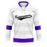 Custom Unisex White & Purple Pattern Hockey Jersey