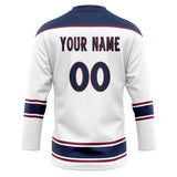 Custom Unisex White & Navy Pattern Hockey Jersey