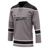 Custom Unisex Gray & Black Pattern Hockey Jersey