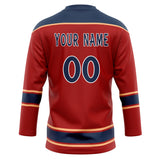 Custom Unisex Crimson & Navy Pattern Hockey Jersey