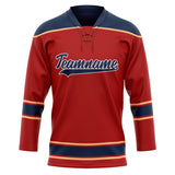 Custom Unisex Crimson & Navy Pattern Hockey Jersey