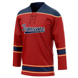 Custom Unisex Crimson & Navy Pattern Hockey Jersey