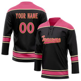 Custom Unisex Black & Pink Pattern Hockey Jersey