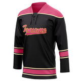 Custom Unisex Black & Pink Pattern Hockey Jersey