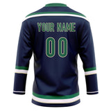 Custom Unisex Navy & Green Pattern Hockey Jersey