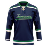 Custom Unisex Navy & Green Pattern Hockey Jersey