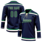 Custom Unisex Navy & Green Pattern Hockey Jersey