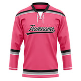 Custom Unisex Pink & Black Pattern Hockey Jersey