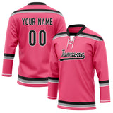 Custom Unisex Pink & Black Pattern Hockey Jersey