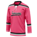 Custom Unisex Pink & Black Pattern Hockey Jersey