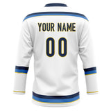 Custom Unisex White & Navy Pattern Hockey Jersey