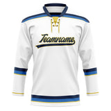 Custom Unisex White & Navy Pattern Hockey Jersey