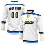 Custom Unisex White & Navy Pattern Hockey Jersey