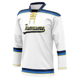 Custom Unisex White & Navy Pattern Hockey Jersey