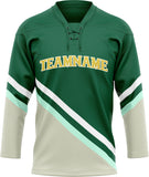 Custom Unisex Kelly Green & Gray Pattern Hockey Jersey