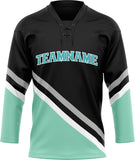 Custom Unisex Black & Teal Pattern Hockey Jersey