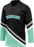 Custom Unisex Black & Teal Pattern Hockey Jersey