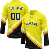 Custom Unisex Yellow & Black Pattern Hockey Jersey