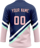 Custom Unisex Navy & Pink Pattern Hockey Jersey