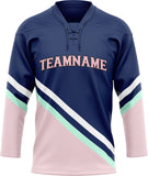 Custom Unisex Navy & Pink Pattern Hockey Jersey