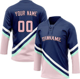 Custom Unisex Navy & Pink Pattern Hockey Jersey