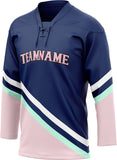 Custom Unisex Navy & Pink Pattern Hockey Jersey