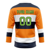 Custom Unisex Orange & Navy Pattern Hockey Jersey