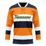 Custom Unisex Orange & Navy Pattern Hockey Jersey