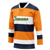 Custom Unisex Orange & Navy Pattern Hockey Jersey