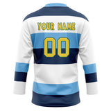 Custom Unisex White & Navy Pattern Hockey Jersey