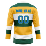 Custom Unisex Yellow & Kelly Green Pattern Hockey Jersey