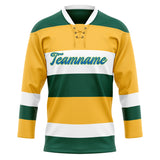 Custom Unisex Yellow & Kelly Green Pattern Hockey Jersey