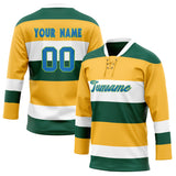 Custom Unisex Yellow & Kelly Green Pattern Hockey Jersey