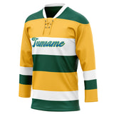 Custom Unisex Yellow & Kelly Green Pattern Hockey Jersey