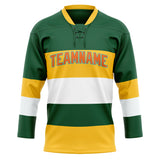 Custom Unisex Kelly Green & Yellow Pattern Hockey Jersey