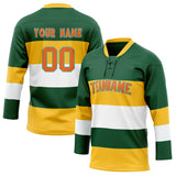 Custom Unisex Kelly Green & Yellow Pattern Hockey Jersey