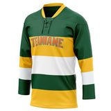 Custom Unisex Kelly Green & Yellow Pattern Hockey Jersey