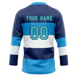 Custom Unisex Navy & White Pattern Hockey Jersey