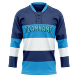 Custom Unisex Navy & White Pattern Hockey Jersey