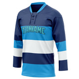 Custom Unisex Navy & White Pattern Hockey Jersey