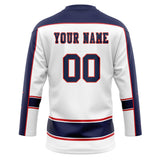 Custom Unisex White & Navy Pattern Hockey Jersey