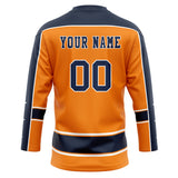 Custom Unisex Orange & Navy Pattern Hockey Jersey