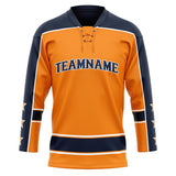 Custom Unisex Orange & Navy Pattern Hockey Jersey