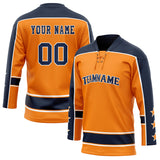 Custom Unisex Orange & Navy Pattern Hockey Jersey