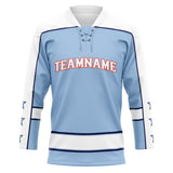 Custom Unisex Light Blue & White Pattern Hockey Jersey