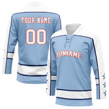 Custom Unisex Light Blue & White Pattern Hockey Jersey