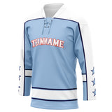 Custom Unisex Light Blue & White Pattern Hockey Jersey