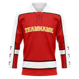 Custom Unisex Red & White Pattern Hockey Jersey