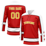 Custom Unisex Red & White Pattern Hockey Jersey