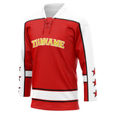 Custom Unisex Red & White Pattern Hockey Jersey